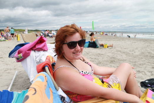 A beach photo of me when I was super trendy. 