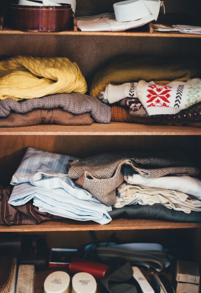 Part of your decluttering strategy should be to tackle clothing. Donate items you don't wear anymore.